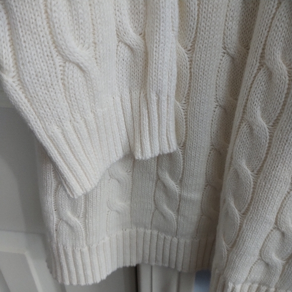 Woman Within White Crew Neck Cable Knit Sweater 1X - Picture 3 of 9